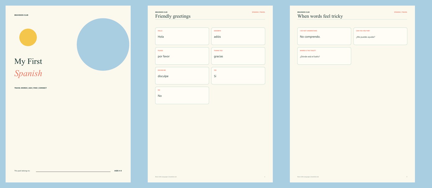 Spanish Travel Words Activity Pack